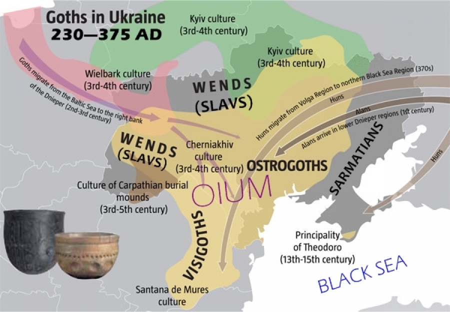 Плем'я готів в Україні - історична мапа
