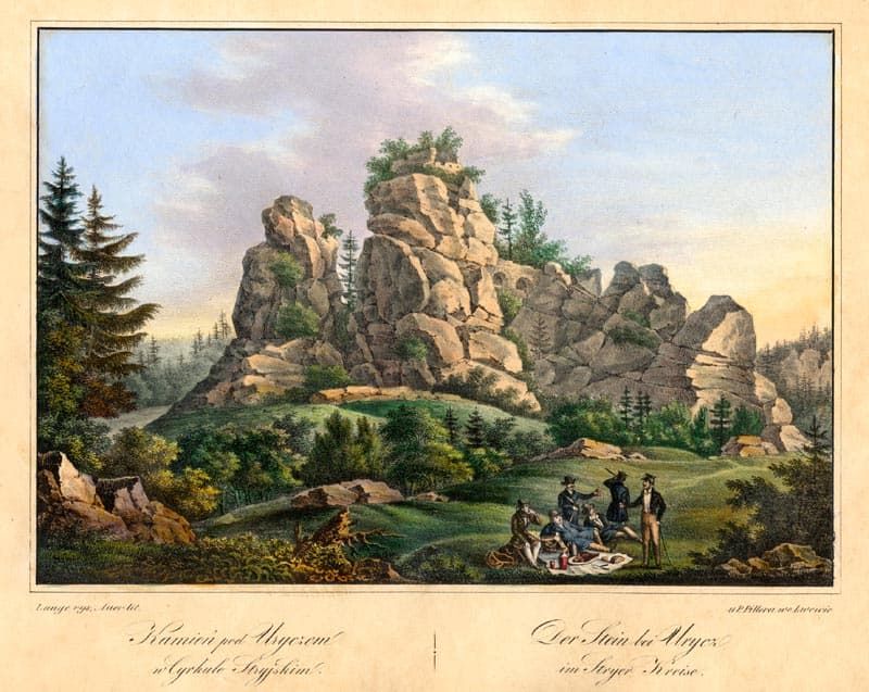 Гравюра - скелі в селі Урич