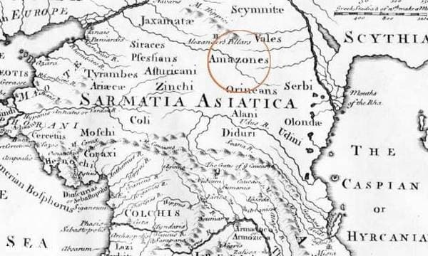 Амазонія на давній карті мапі