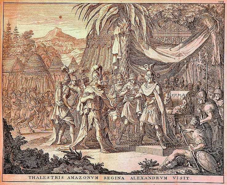738px-Thalestris Queen of the Amazons visits Alexander 1696