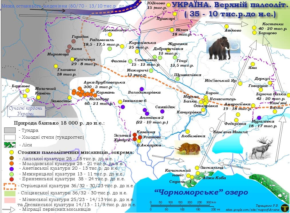Україна - Верхній Палеоліт - мапа