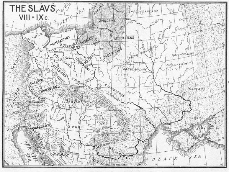 Slavic peoples 9c map