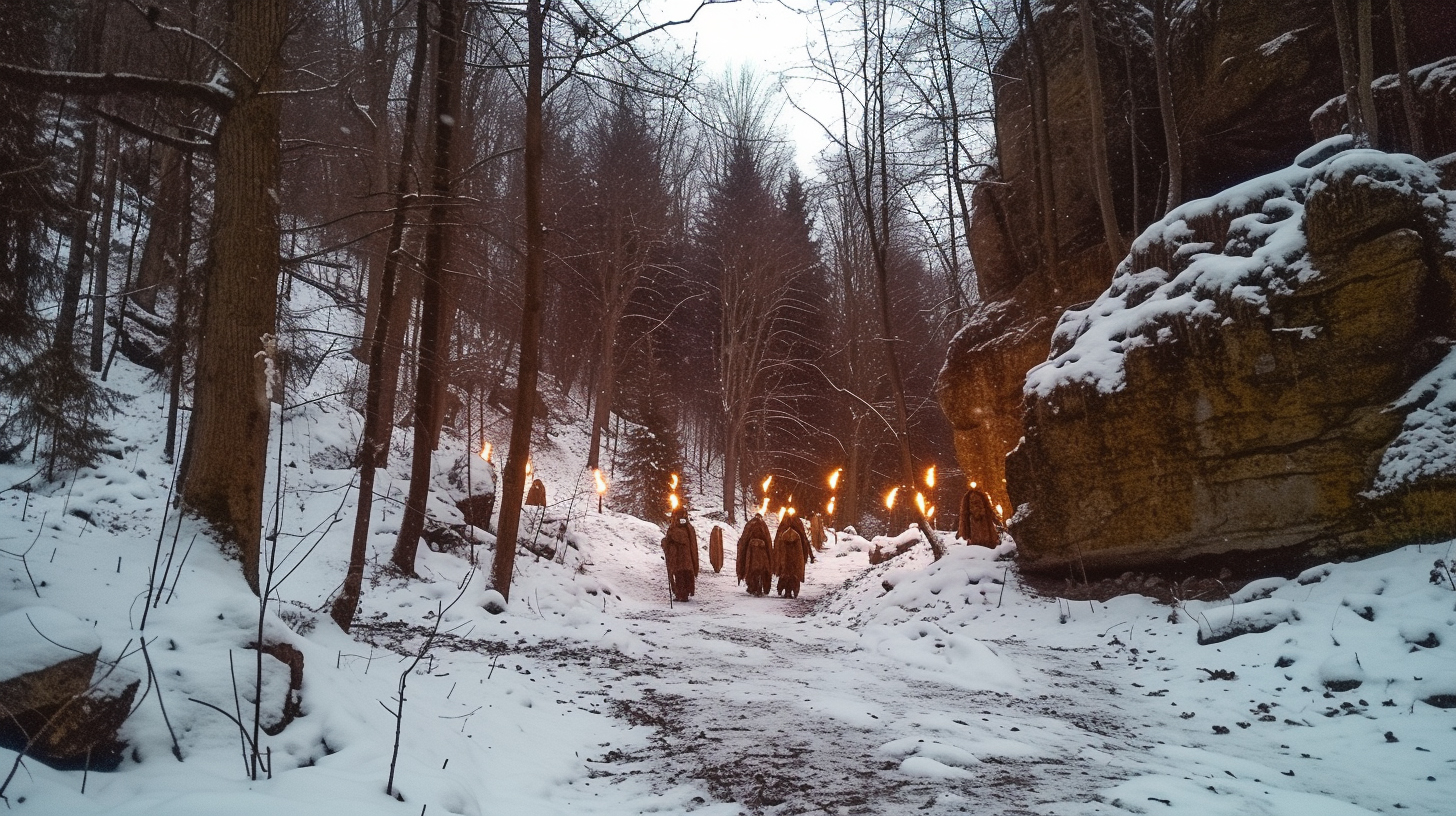 ancient tribes celebrate the winter solstice in the Carpathians